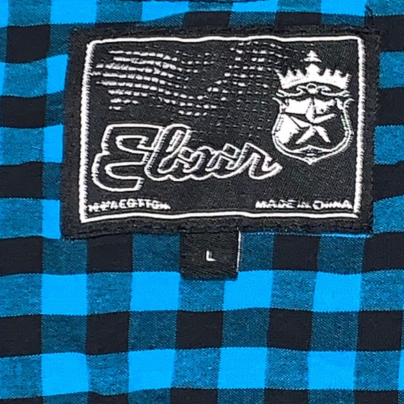 Elixir Men Blue/Black Plaid Button Up Shirt Size L - Picture 5 of 5
